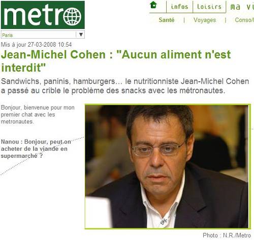www.metrofrance.com : Jean-Michel Cohen est invité sur le chat de www.metrofrance.com 